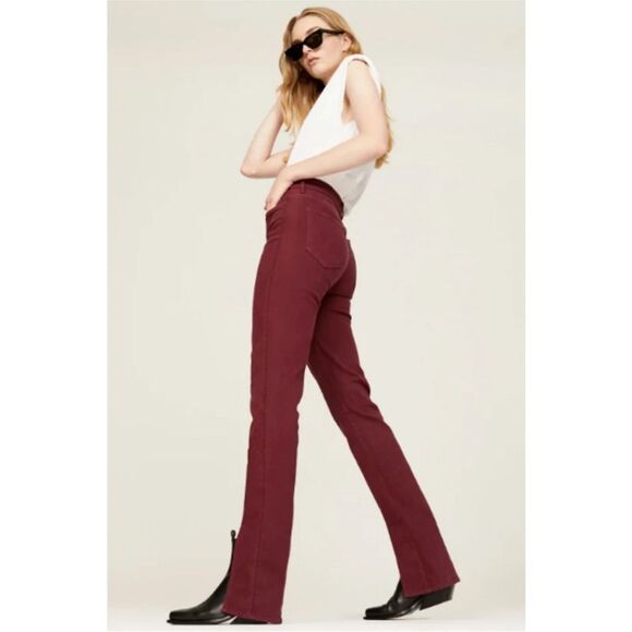Mother The Rascal Sliced Up Heel Jeans Size 24, Burgundy, NWT  $248 - Picture 3 of 10